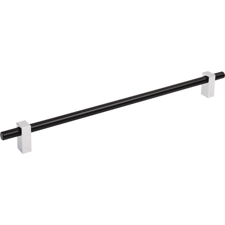 Jeffrey Alexander 305 Mm Center-To-Center Matte Black W/ Polished Chrome Larkin Cabinet Bar Pull 478-305MBPC